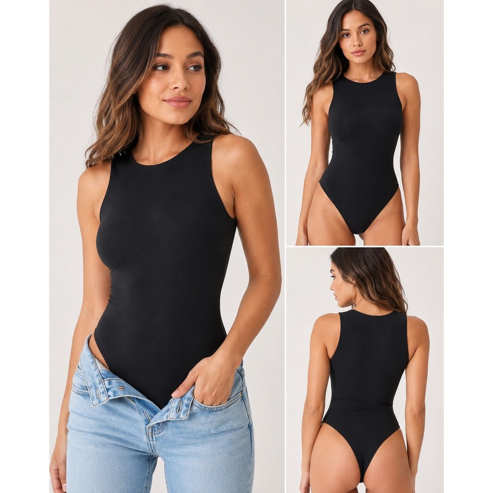 Comfelie Black Padded Shapewear Bodysuit Size Small NWT Seamless Tummy Control